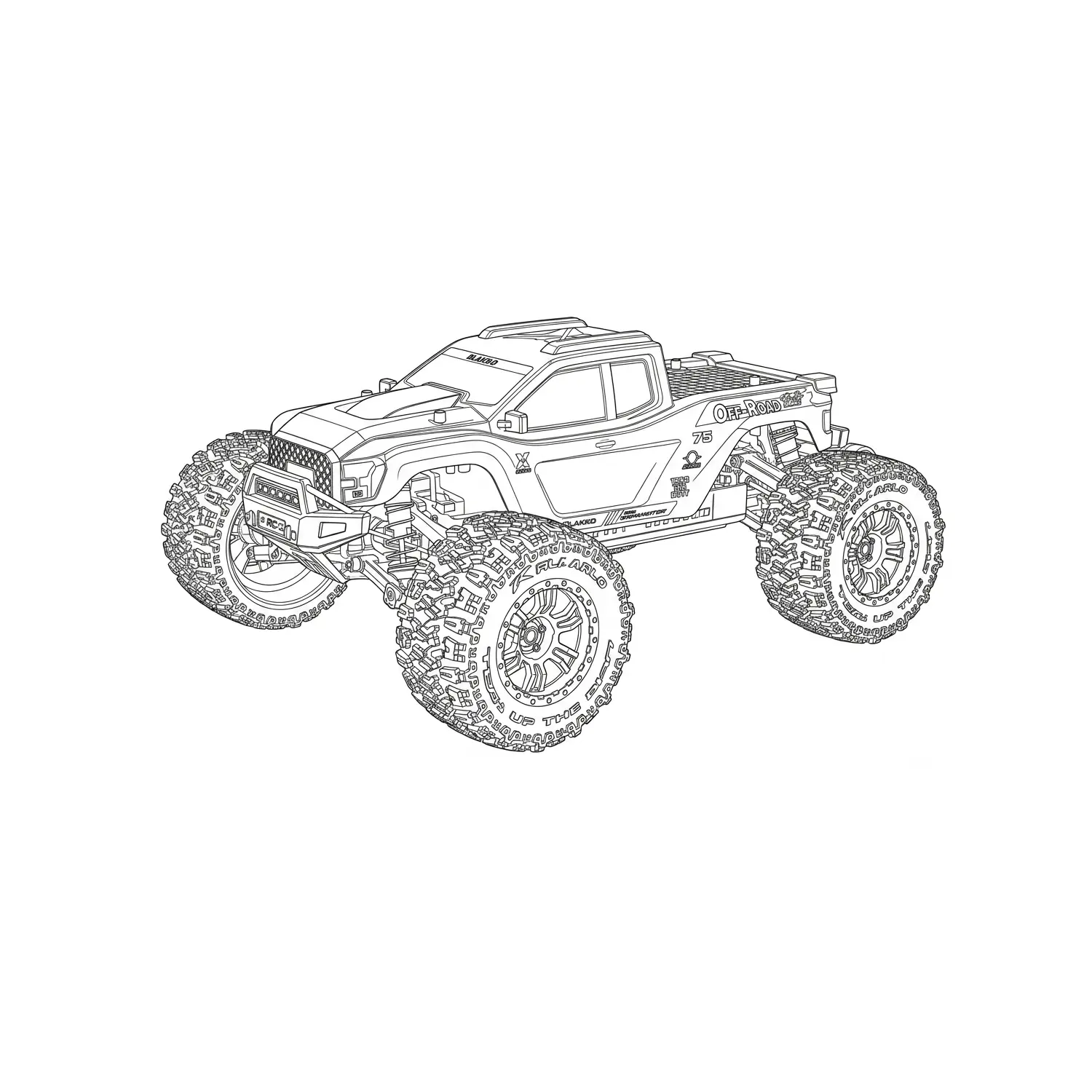 High-performance off-road RC monster truck with oversized tires