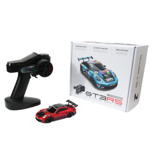 JXC PO4302 1:43 GT3 RS RC drift car, red racing livery, with retail box and transmitter