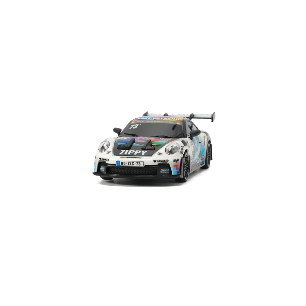 JXC PO4302 1:43 GT3 RS RC drift car, white racing livery, front view