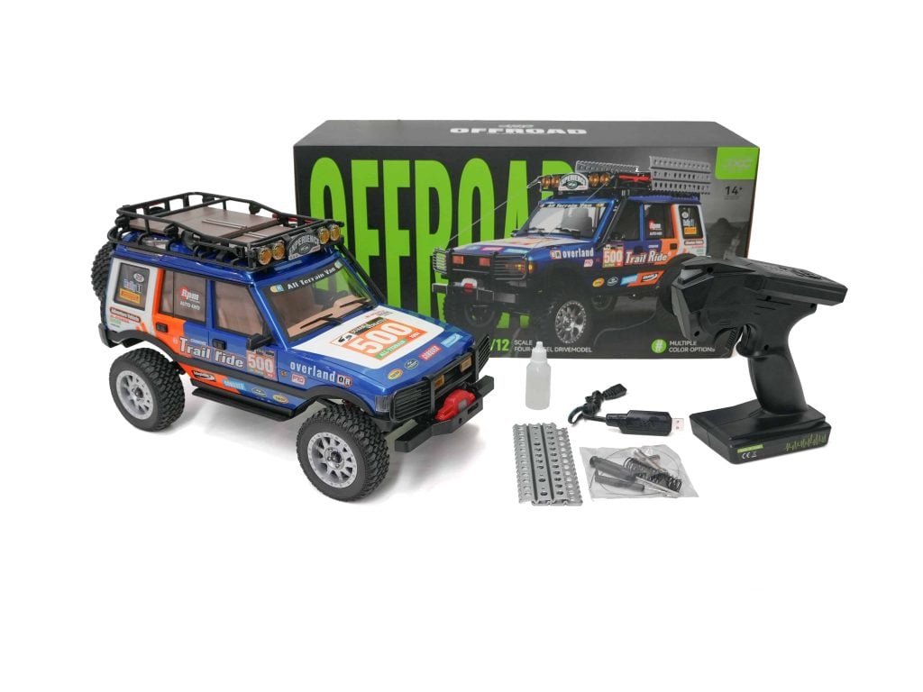 JXC RC car with its controller battery and accessories for safety review
