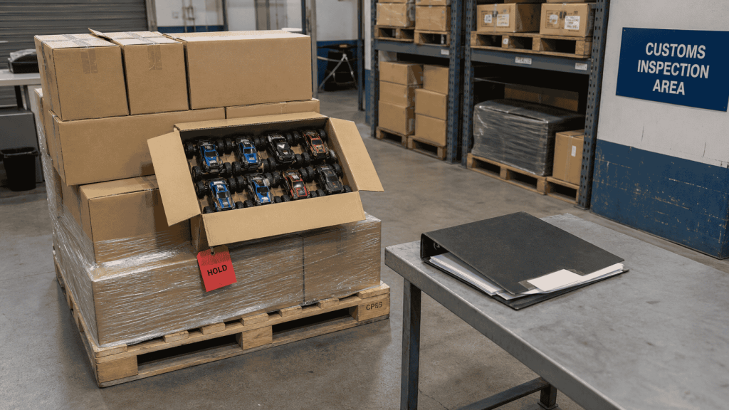 RC car shipment held for inspection because certification documents are incomplete