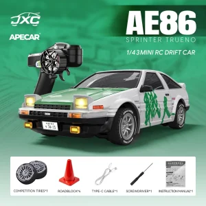 AE4301 1:43 AE86 RC drift car box set with transmitter, tires and cones