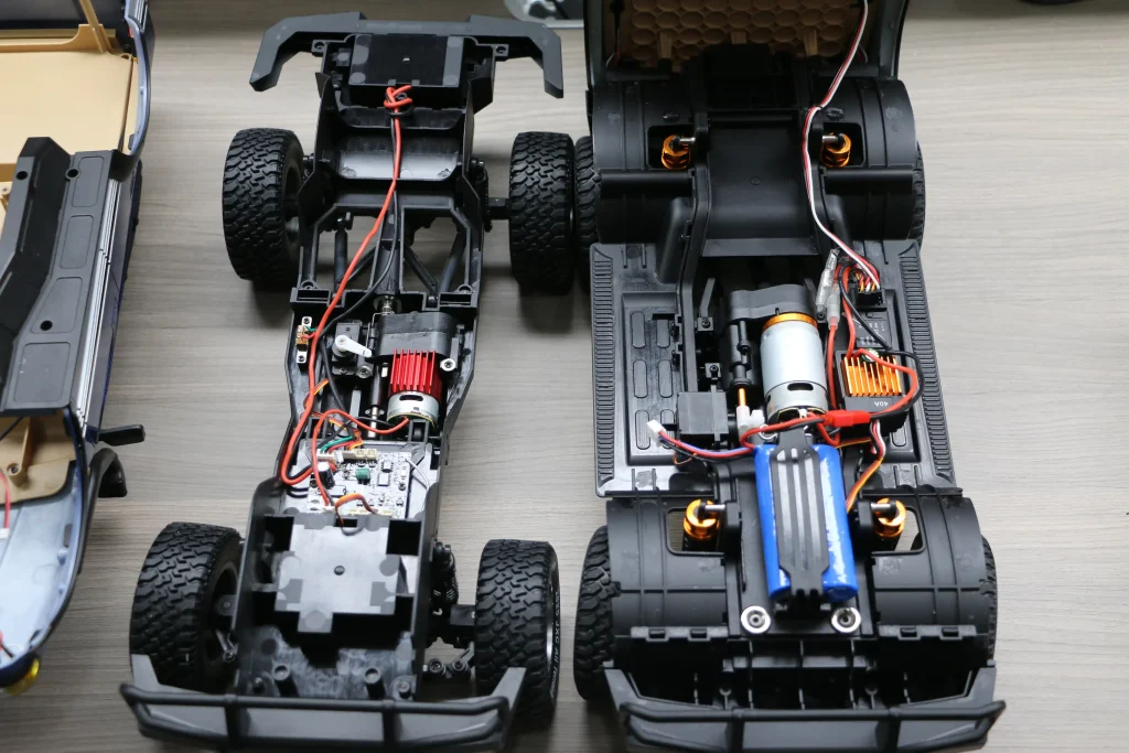 LC80 RC crawler chassis side by side showing customization options