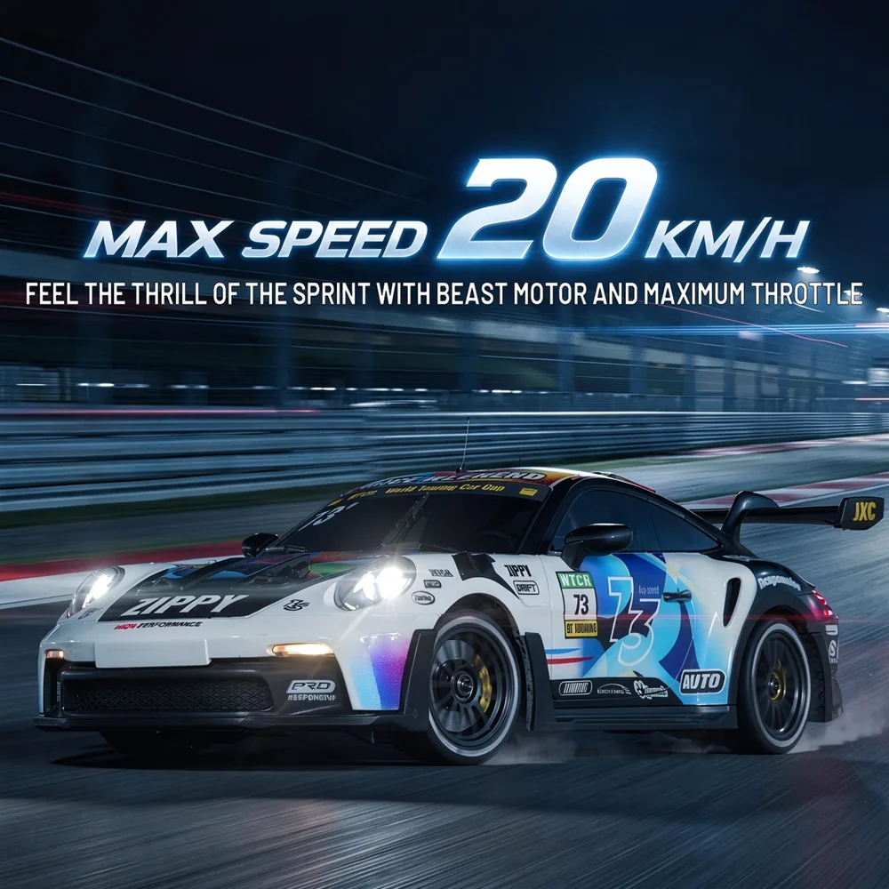 PO4302 1:43 RC drift car reaching a 20 km/h top speed