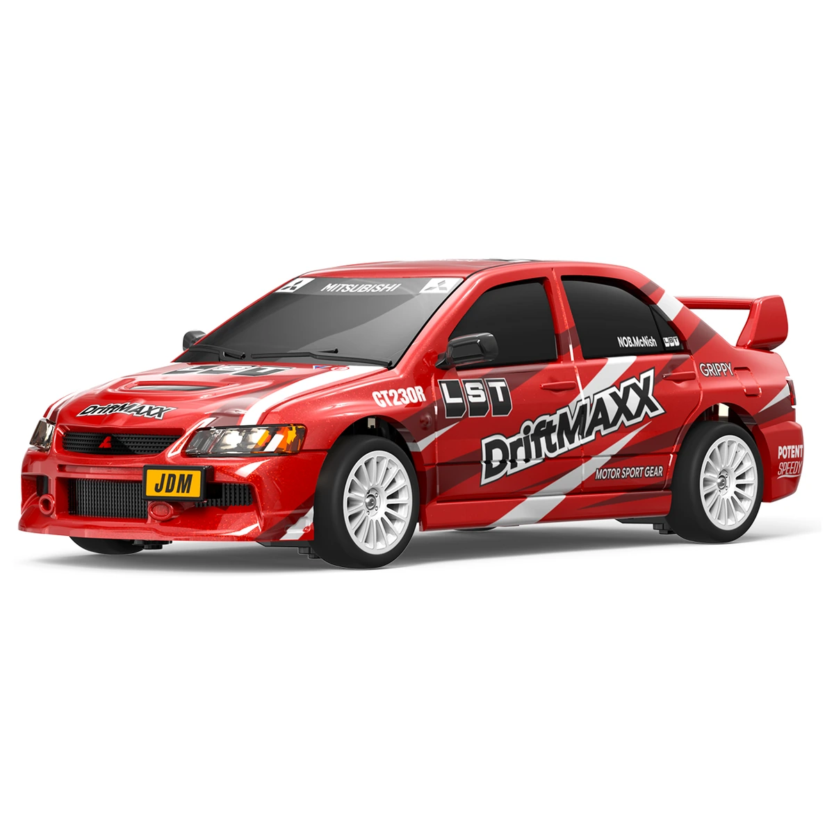 JXC EVO6409 red DriftMAXX livery RC drift car, front three-quarter view