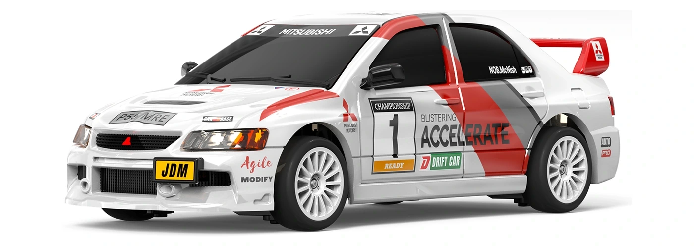 JXC EVO6409 white ACCELERATE livery, alloy body front quarter with licensed badging