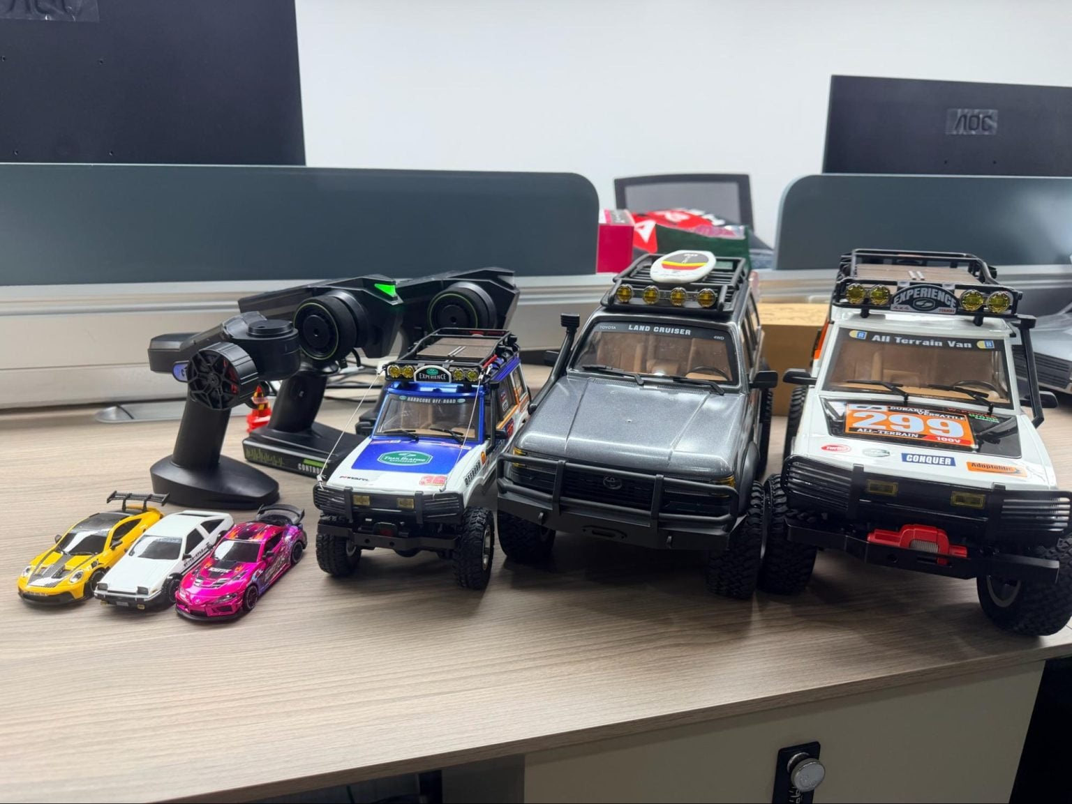 A collection of RC drift cars and off-road crawlers displayed for RC car wholesale and distribution in Singapore