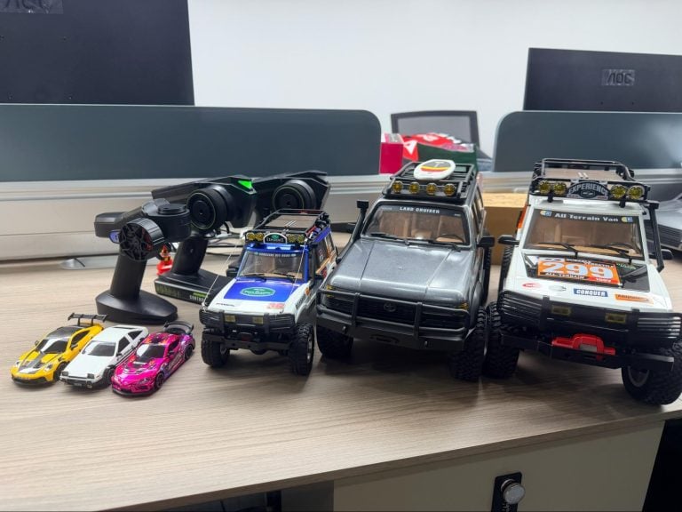 A collection of RC drift cars and off-road crawlers displayed for RC car wholesale and distribution in Singapore